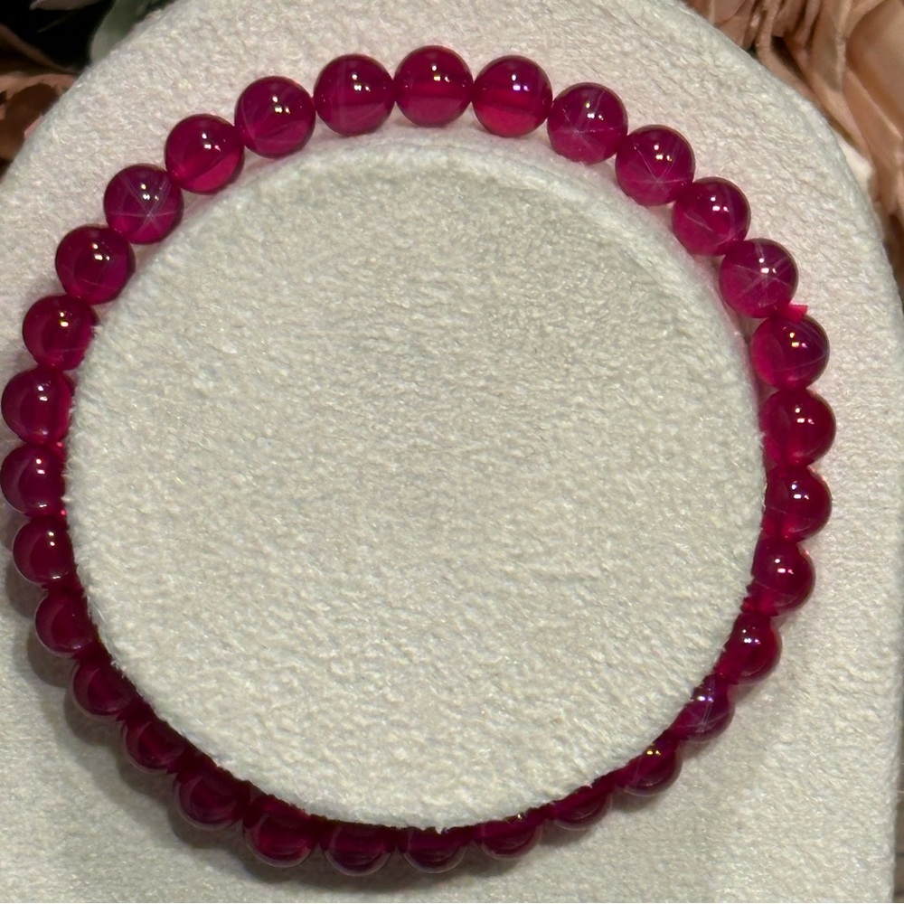 Lab Created Star Ruby Bracelet 6mm Size 6.5